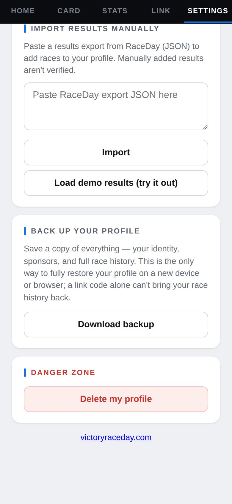 Back up your profile