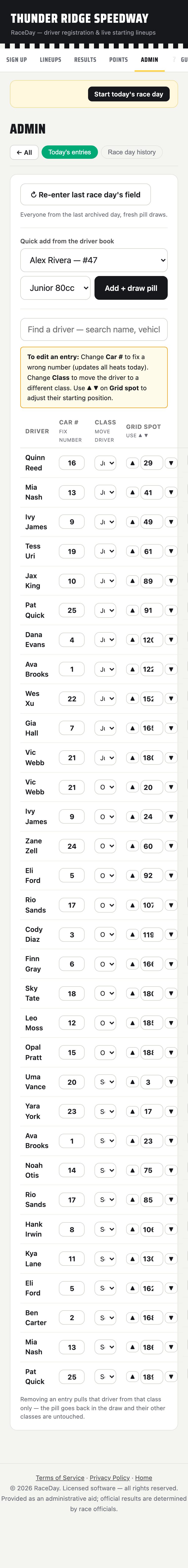 V1 today's entries section