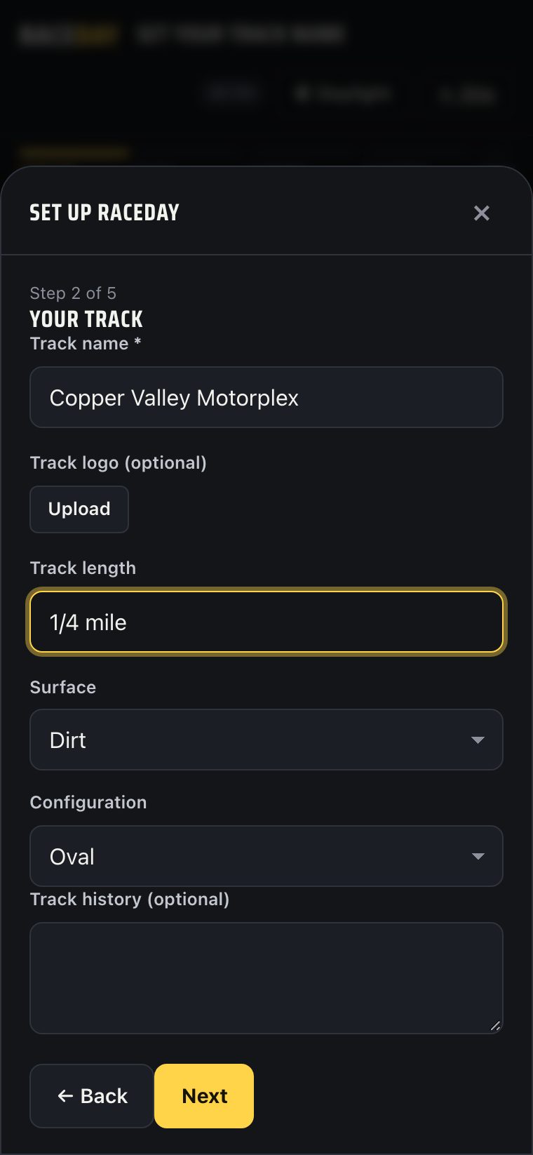 V2 setup wizard sheet, step 2