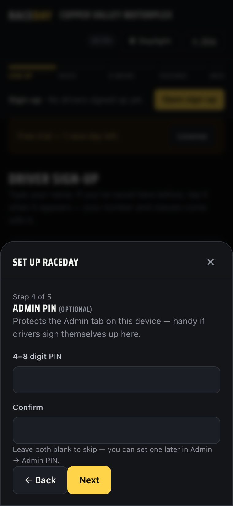 V2 setup wizard sheet, step 4