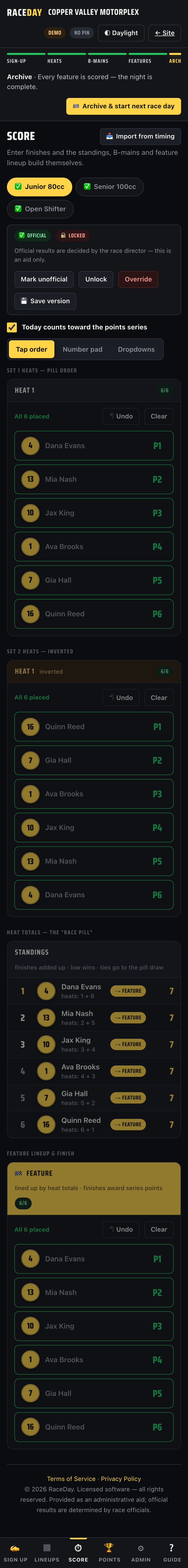 V2 governance bar showing locked state