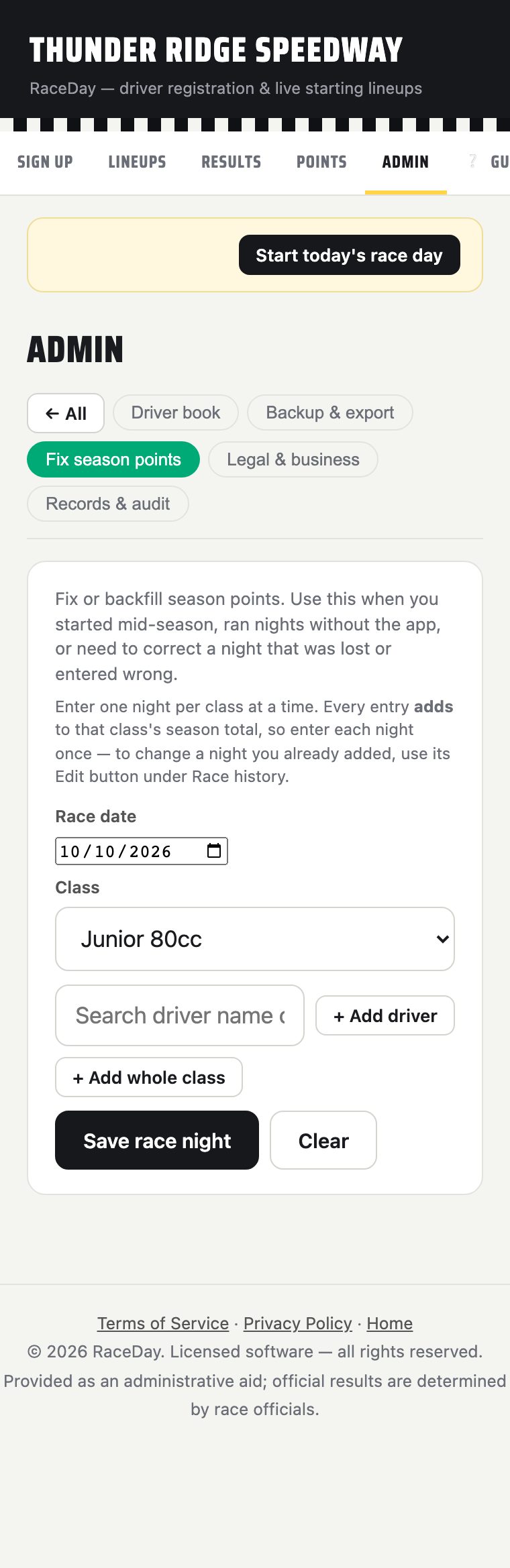 V1 Fix season points form, empty