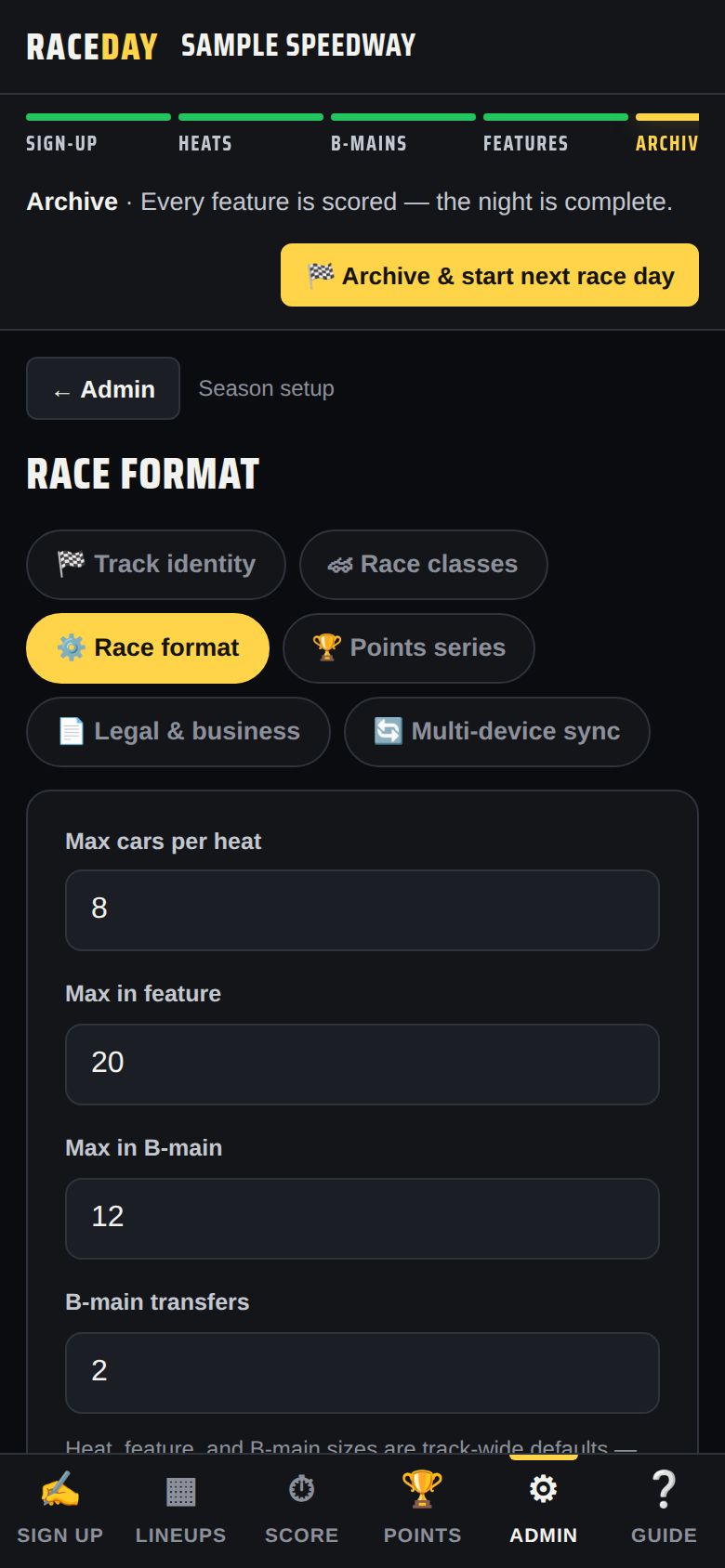 Race format