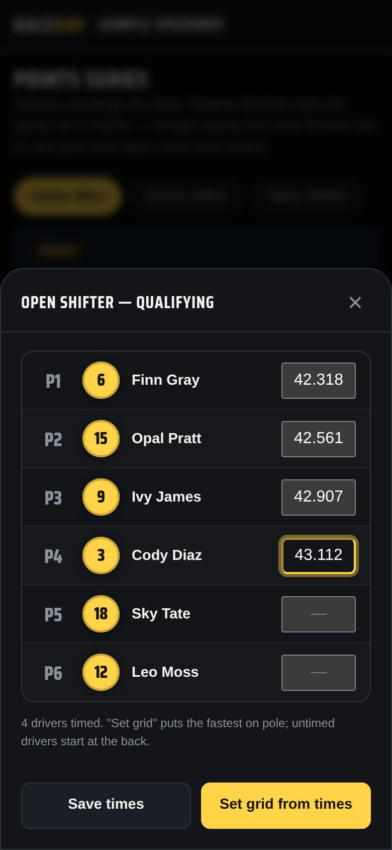 Qualifying times