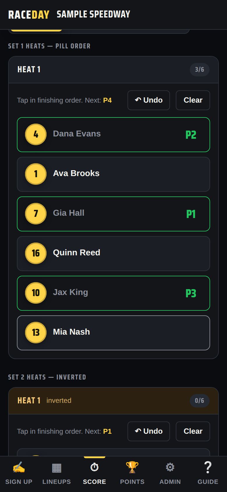 Tap order