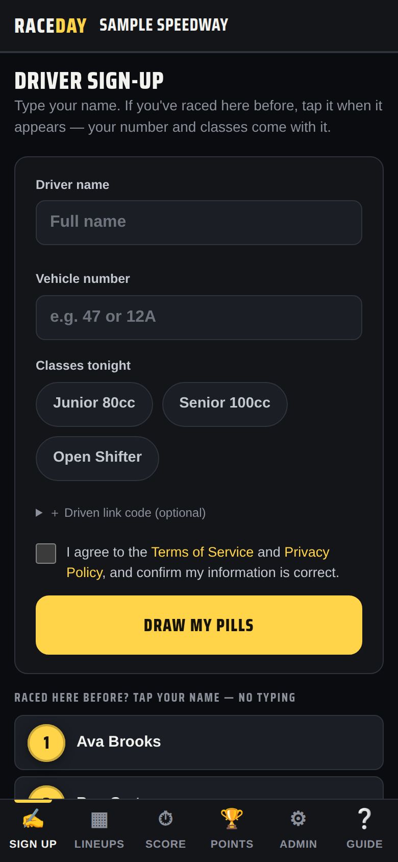 Returning drivers
