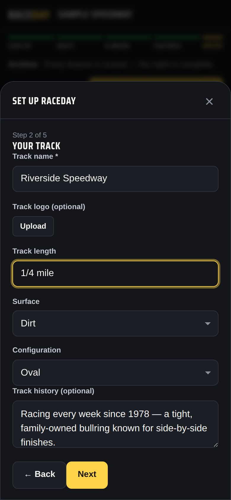 Step 2 — Your track